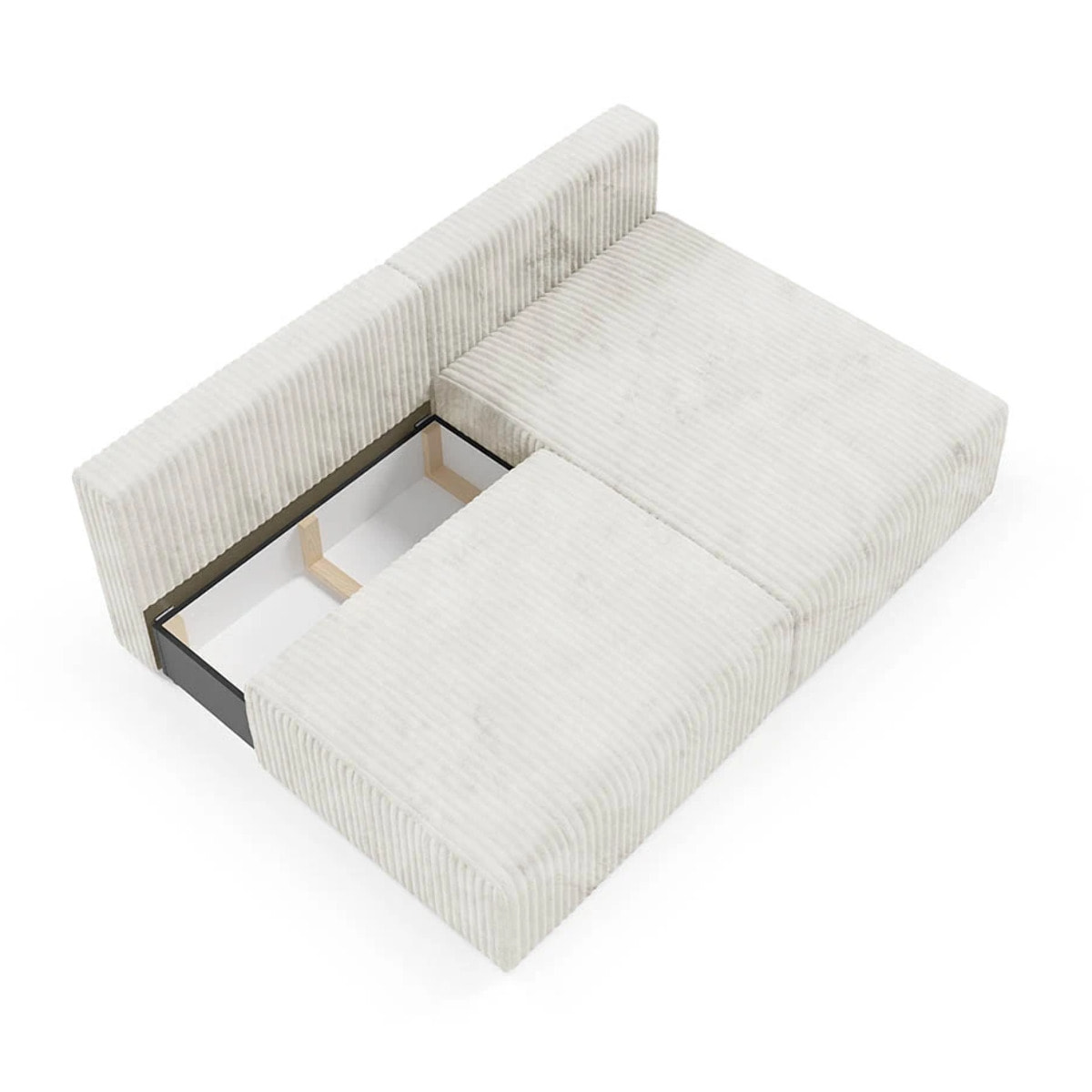 ELIOR - Canapé d'angle convertible et modulable 4 places en côtelé beige