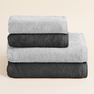 Set 2 toallas ducha + 2 toallas lavabo perla-antracita serenity