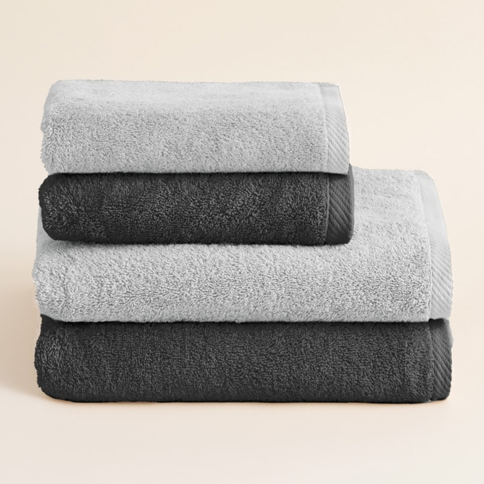 Set 2 toallas ducha + 2 toallas lavabo perla-antracita serenity