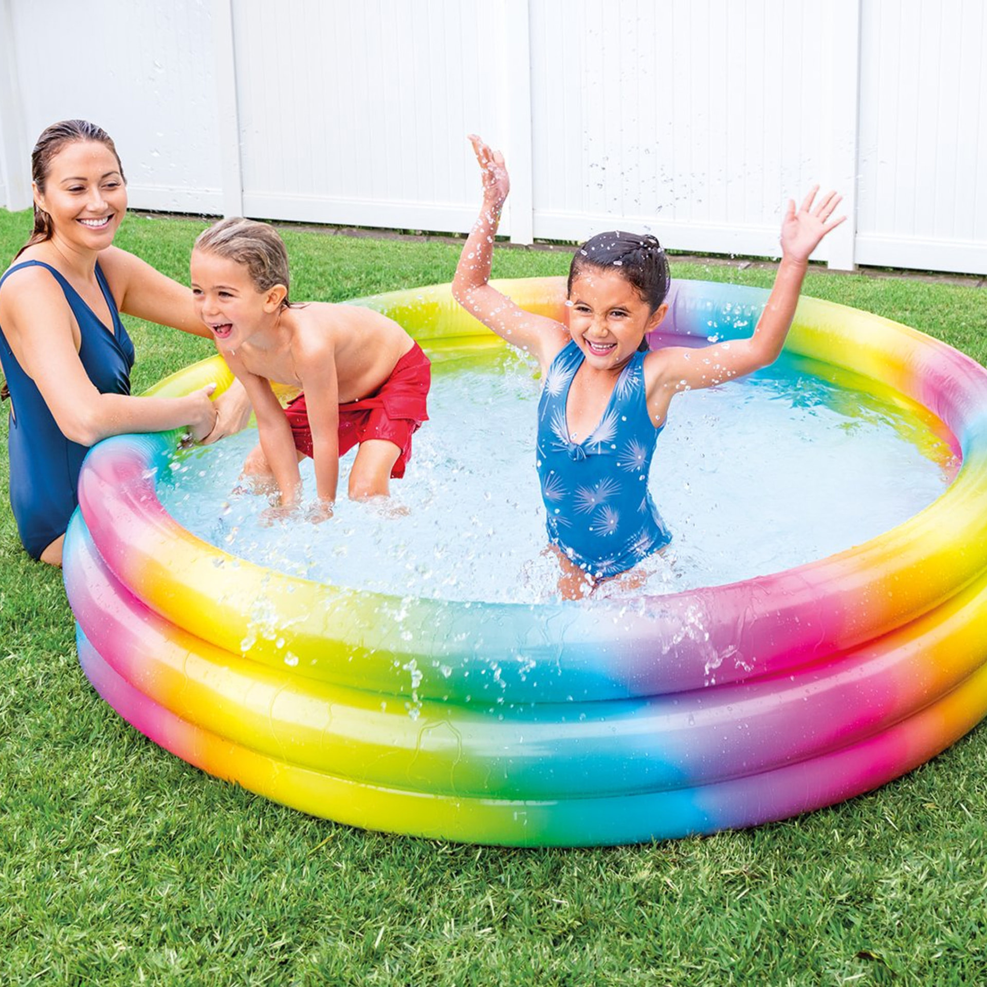 Intex Piscina Gonfiabile Arcobaleno rotonda, 168x38 cm