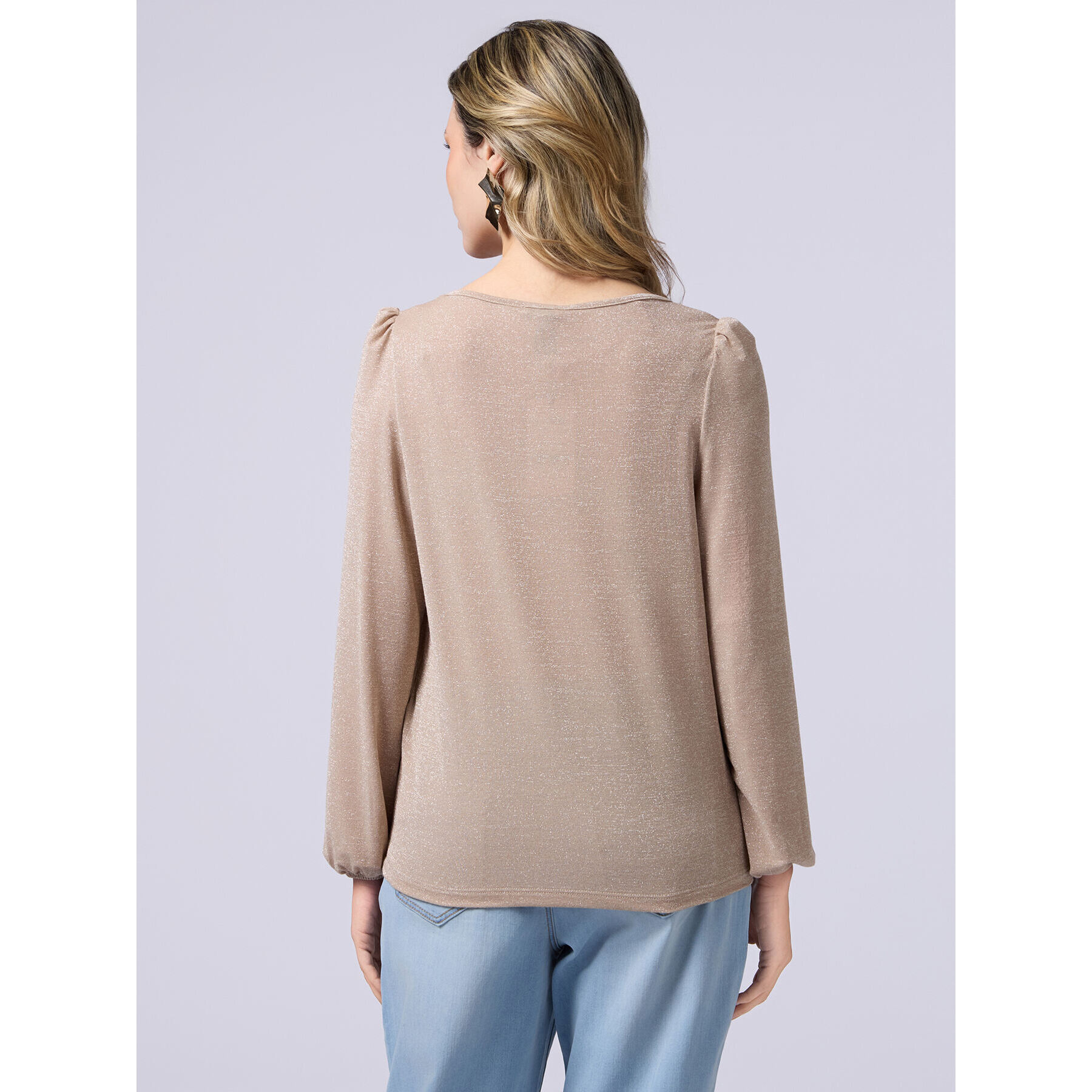 Oltre - T-shirt lurex maniche lunghe - Oro