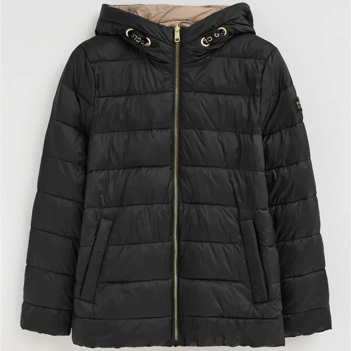 Chaqueta reversible Agueda negra y marrón claro con logo Polo Club