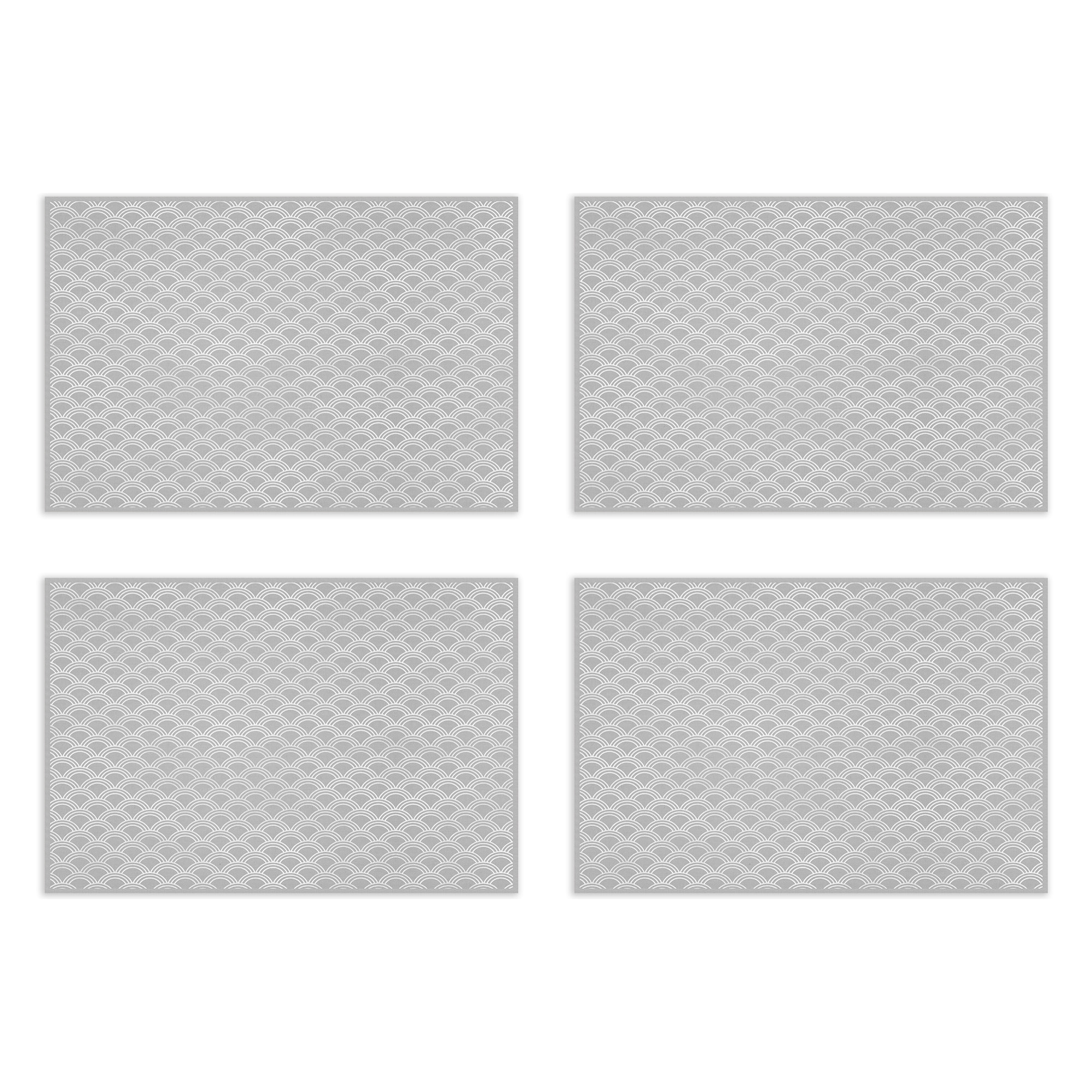 VINILIKO, set de 4 individuales de mesa Olas japonesas gris 4u-30x45 cm