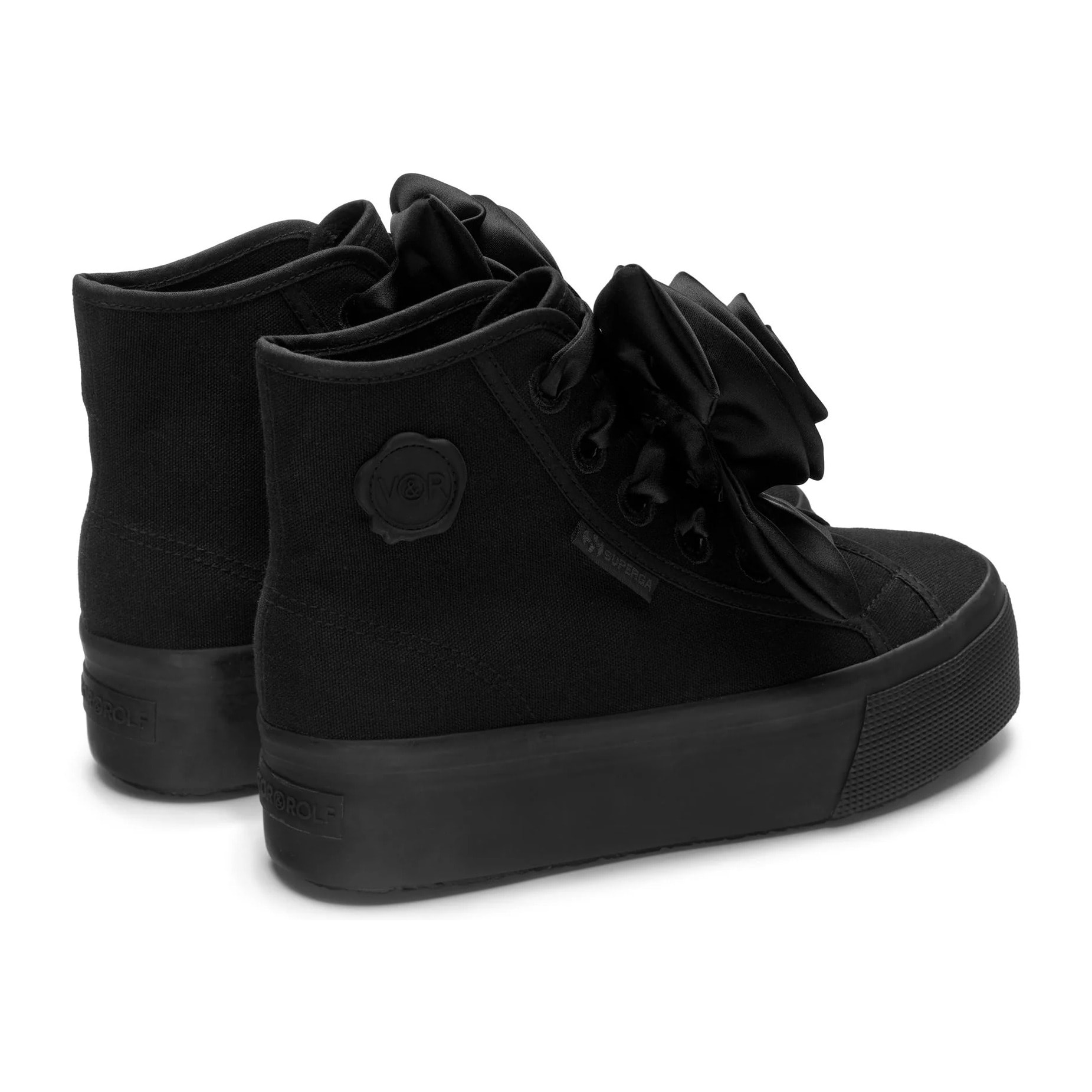 Scarpe Da Donna Superga Nero 2708 Hi Top Big Satin Rose