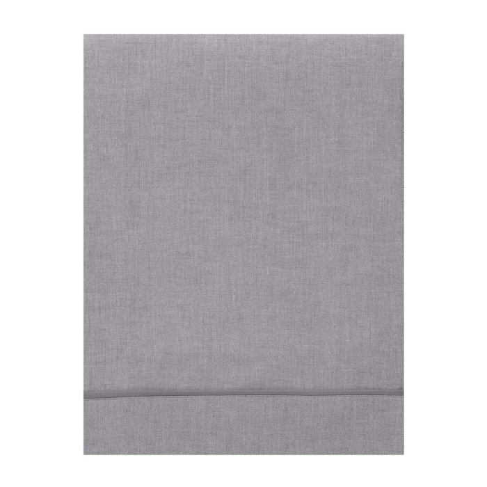 Drap plat uni en coton chambray, NUIT CHAMBRAY