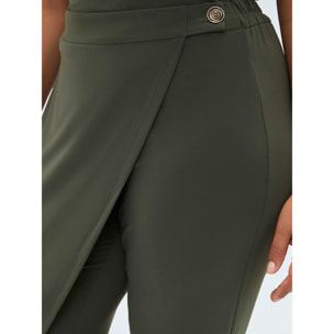 Fiorella Rubino - Pantaloni in jersey con chiusura portafoglio - Verde militare