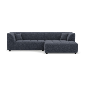 Curtis - canapé d'angle droit 4 places avec accoudoir en tissu texturé - Bleu