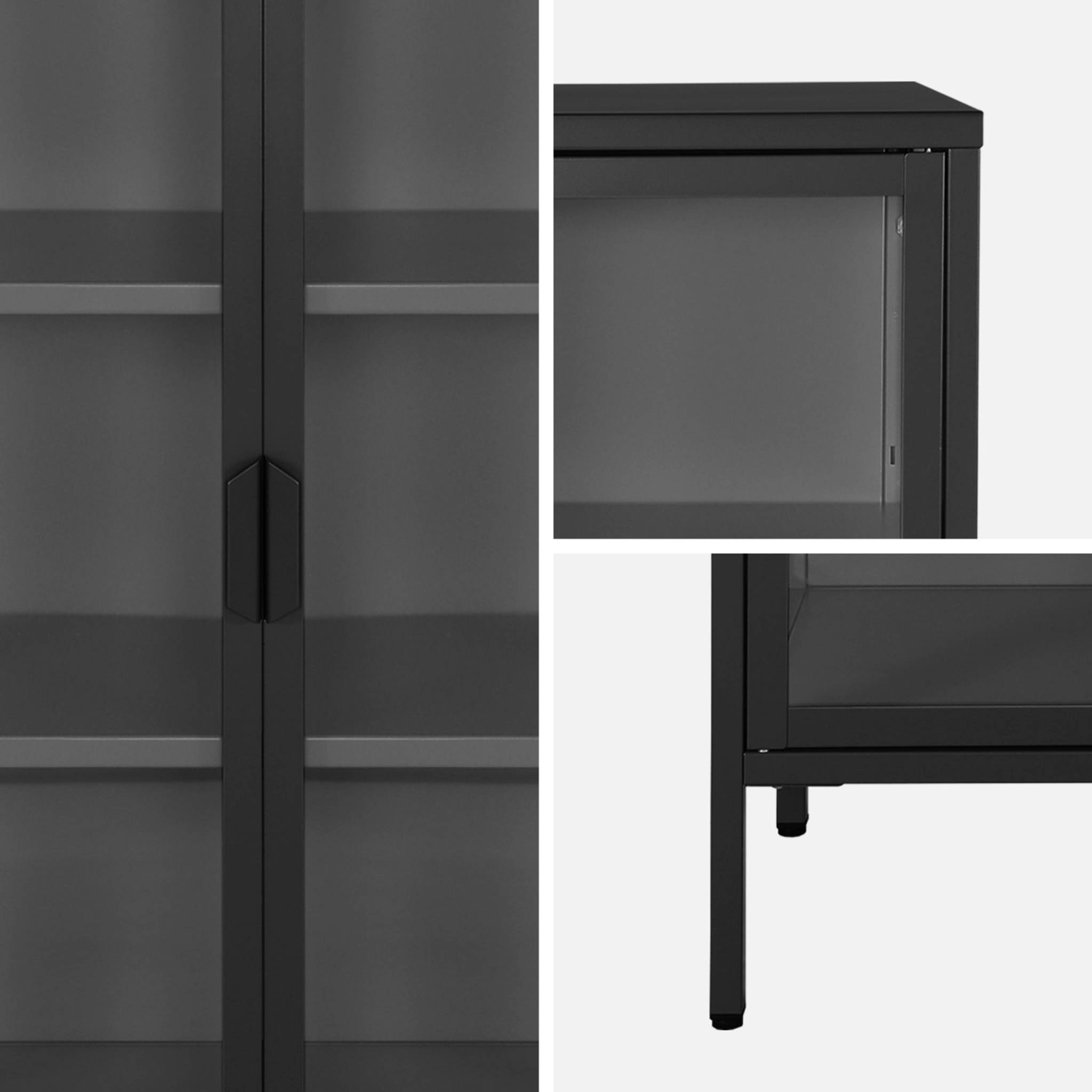 Armoire vitrine acier et verre trempé 2 portes 80cm noir - Arkansas