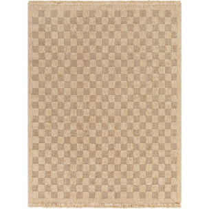 TORI Alfombra Exterior/Interior a Cuadros Efecto Yute