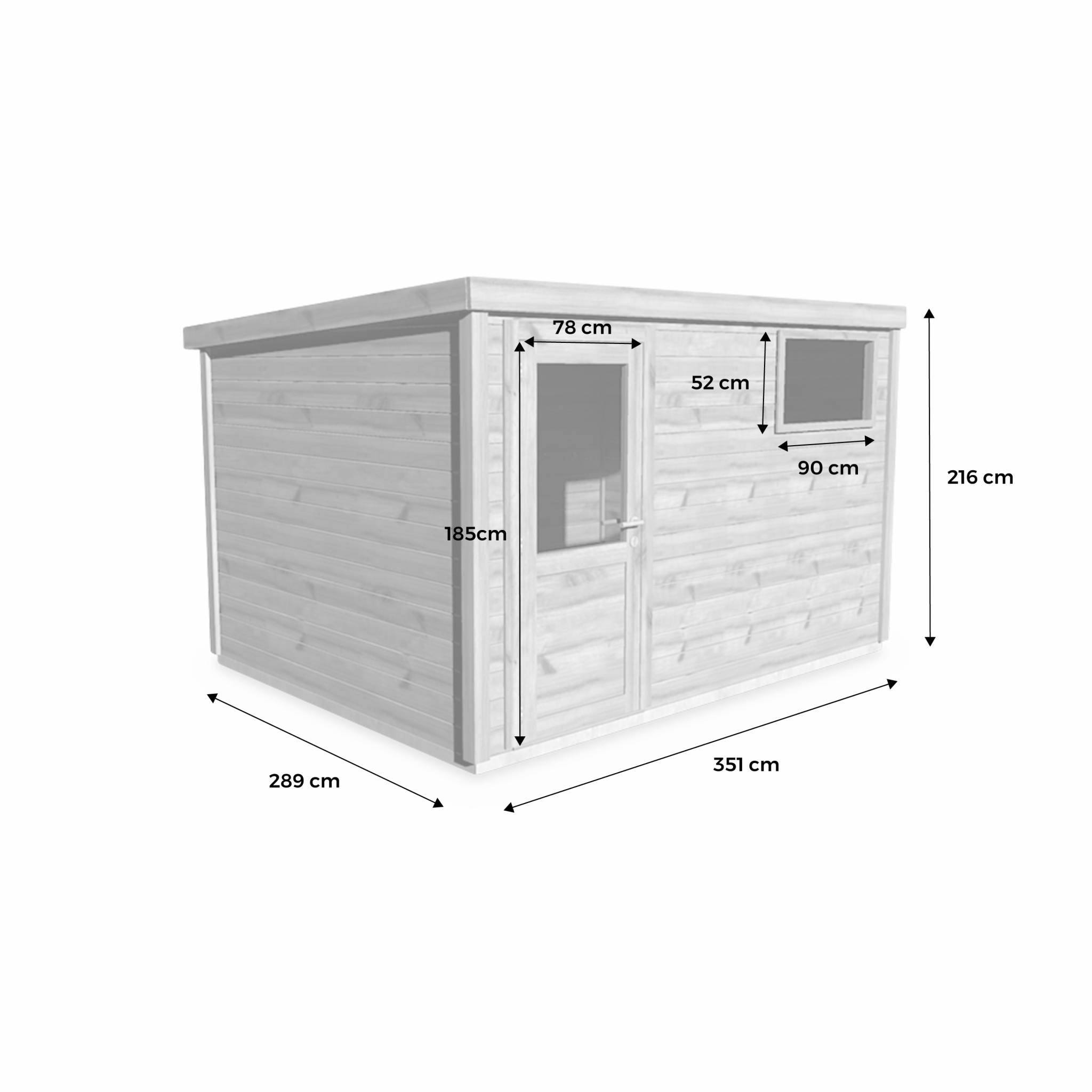 Abri de jardin contemporain 3.3 x 2.5m traité autoclave classe 3. Chamrousse en bois de 10.15m². structure en bois sylvestre 27mm. sapin du nord