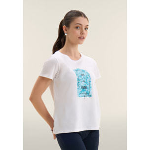 T-shirt con stampa colorata floreale