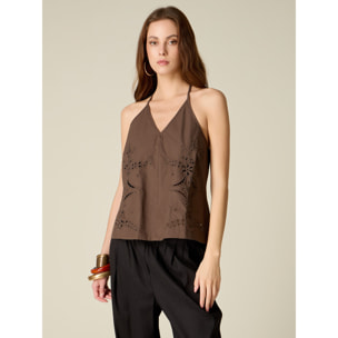 Oltre - Top in cotone traforato - Marrone