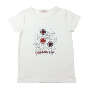 TSHIRT JERSEY BIANCO APPLICAZIONE FIORI