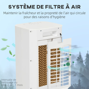 Refroidisseur d'air oscillant ventilateur humidificateur 3 en 1 - timer 15h, 3 modes, 3 vitesses, réservoir 5L, télécommande - blanc