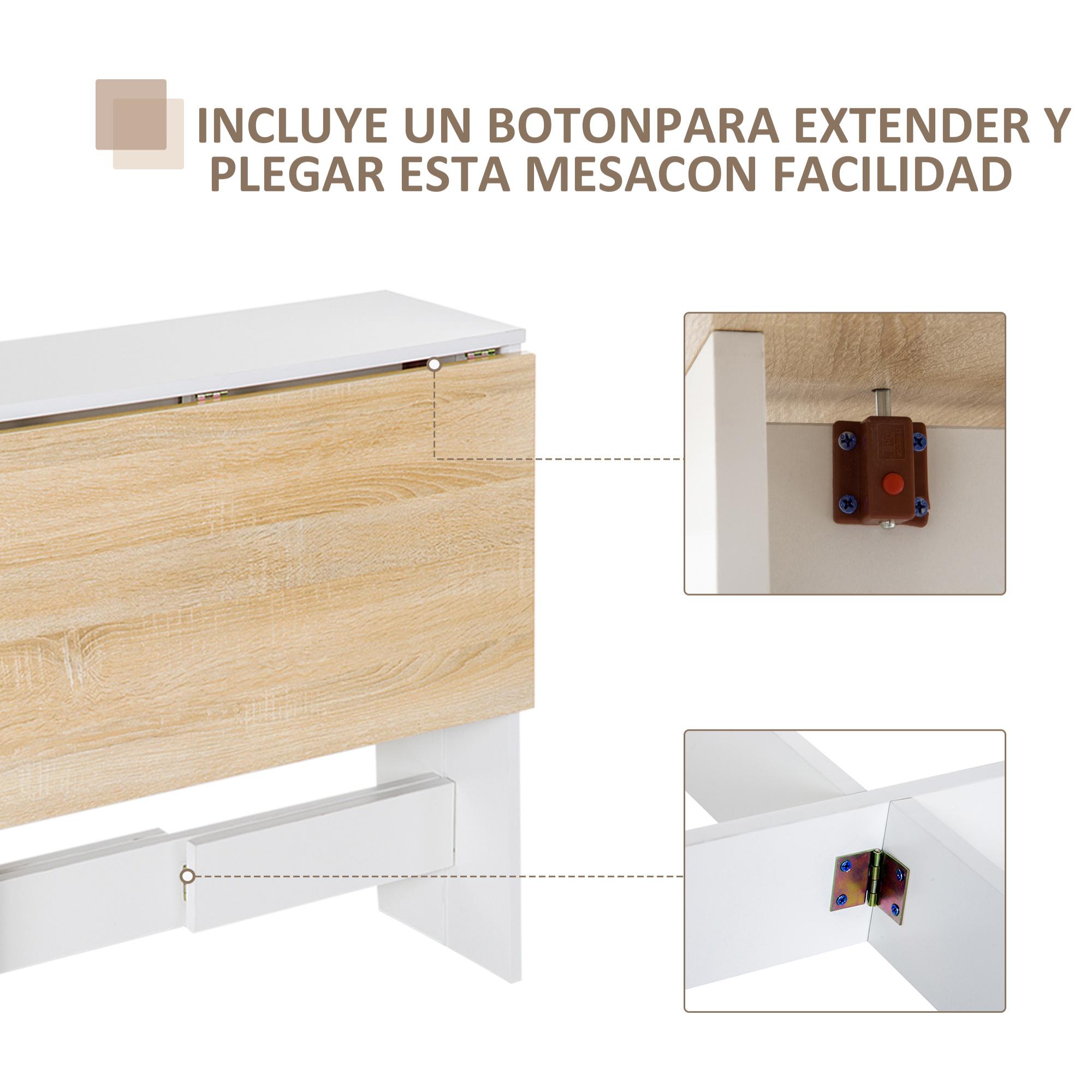 Mesa Plegable con 2 Alas Abatibles de Madera 103x76x73,5cm