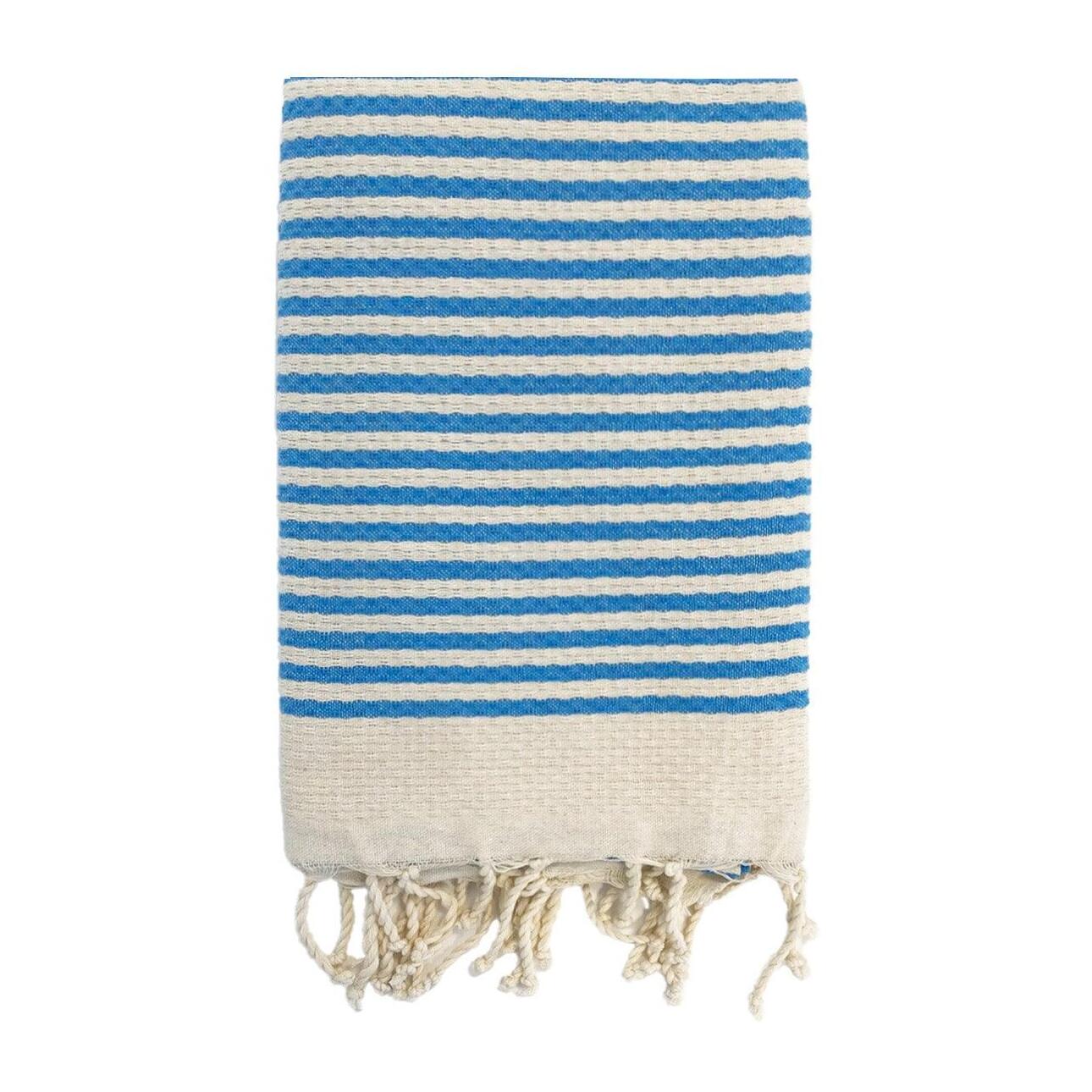 Fouta nid d’abeille traditionnelle - Yadara Turquoise - 200x200cm - 190g/m²