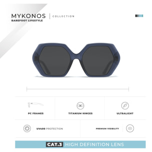 Gafas de Sol Mykonos Azul Hanukeii para hombre y mujer