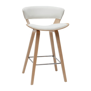 Tabouret de bar design blanc et bois clair H65 cm SYRAH