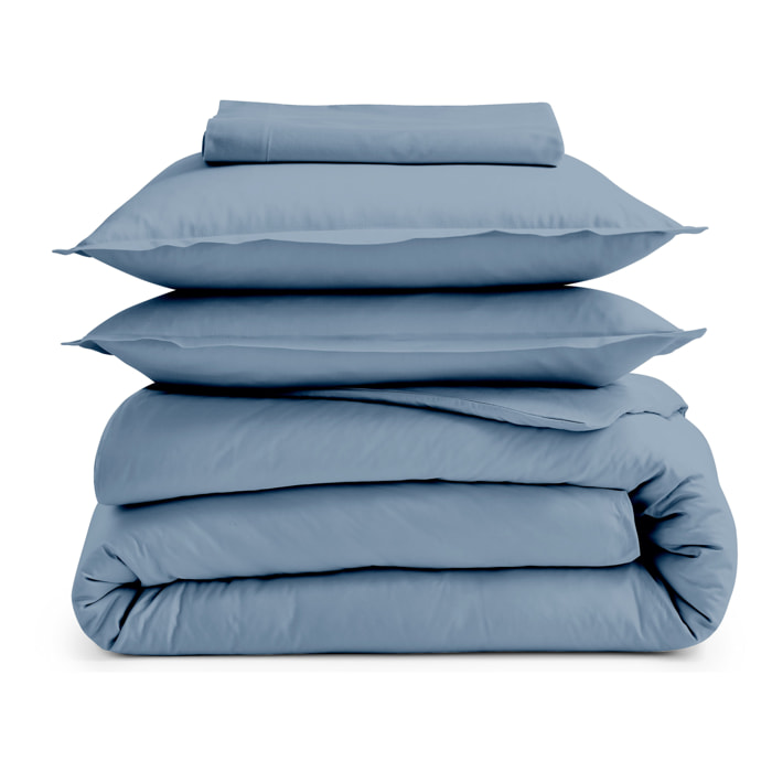 Drap housse 100% coton bio bonnet 30 cm - Bleu