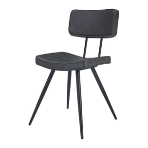 Lot de 2 chaises en cuir synthétique gris / noir - Texas
