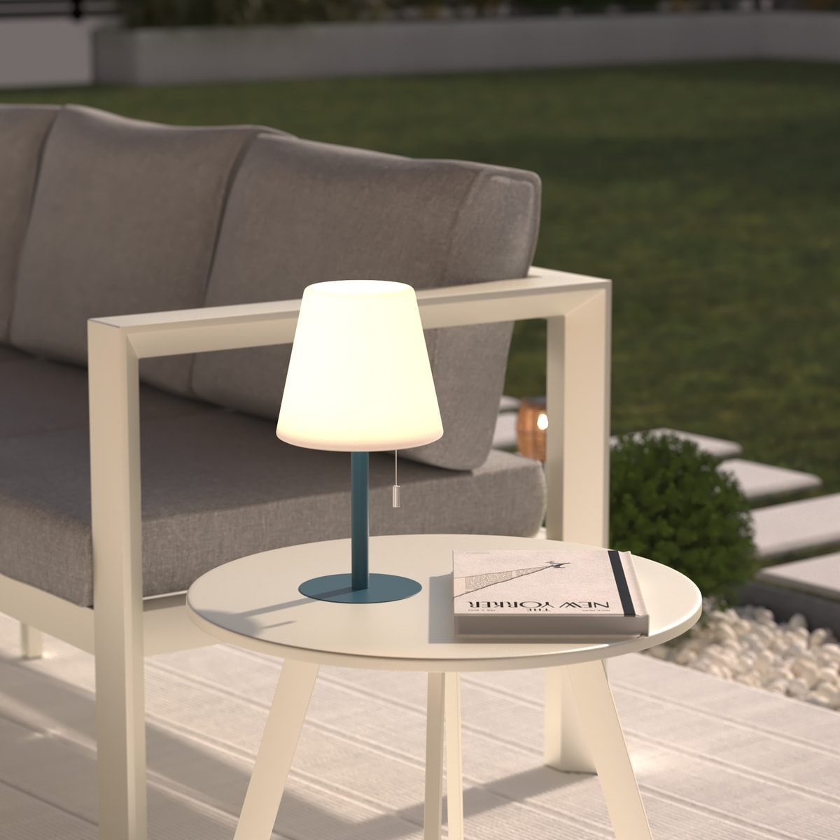 Lampe USB d'extérieurled "Zack" bleu canard H30cm