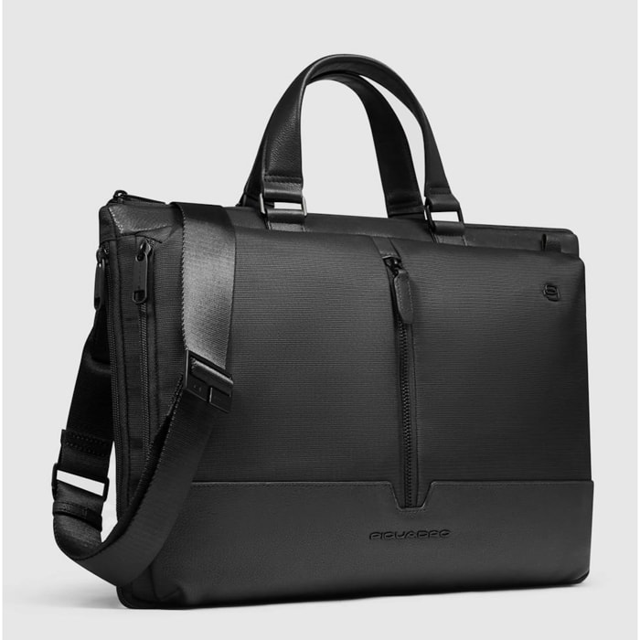 Piquadro Borsa porta pc e porta iPad® in pelle con protezioni antiurto e RFID, espandibile