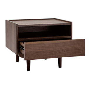 Table de chevet avec rangements finition bois foncé noyer SANAA