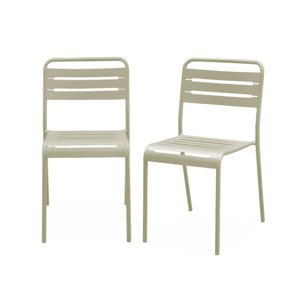 Lot de 2 chaises de jardin acier. 2 places. beige. Amelia. L44 x P52 x H79cm