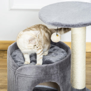 Árbol Rascador para Gatos Pequeño Altura 59 cm con Cueva Poste de Sisal y Bola