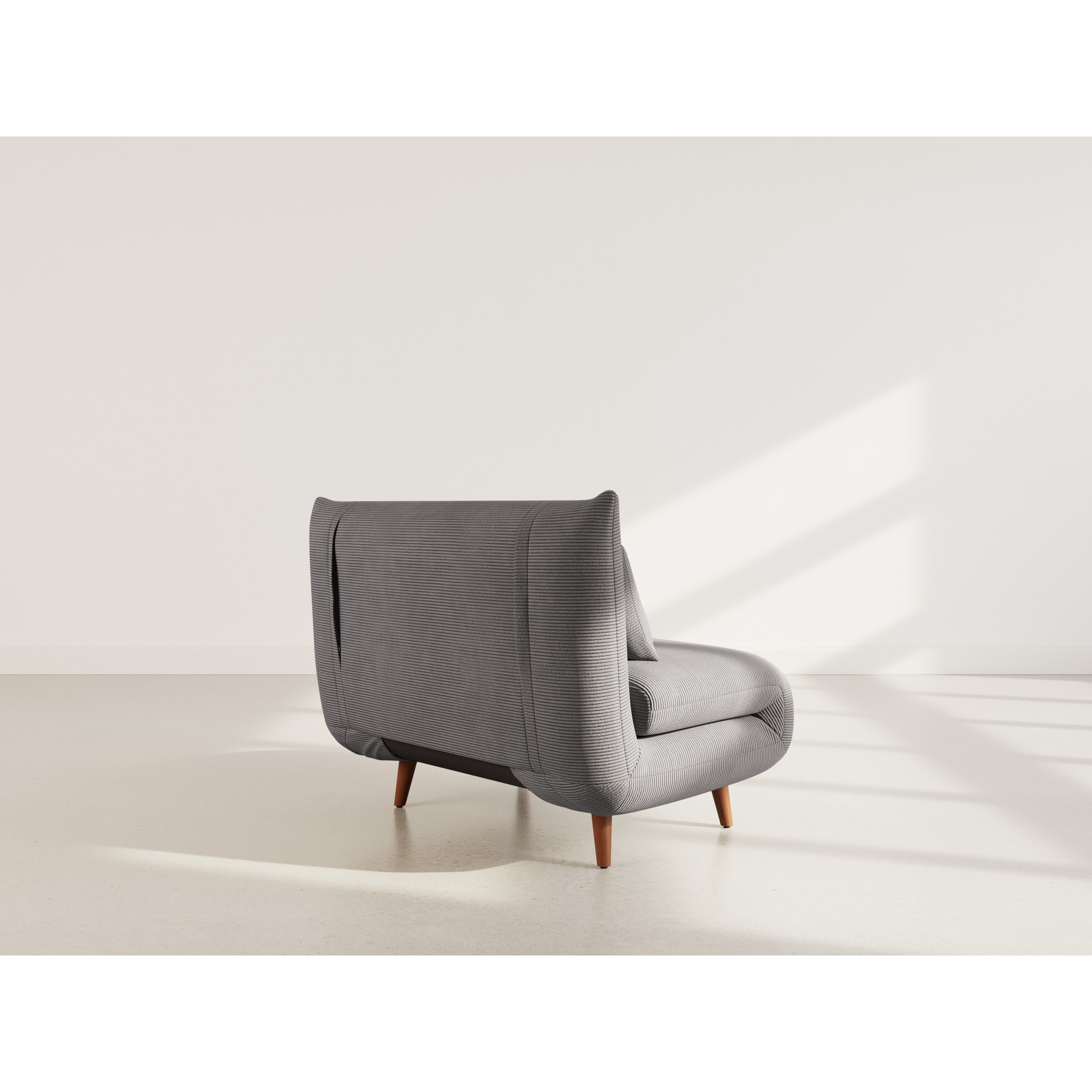 Lumi - Banquette convertible clic-clac 1 place en velours côtelé - Gris