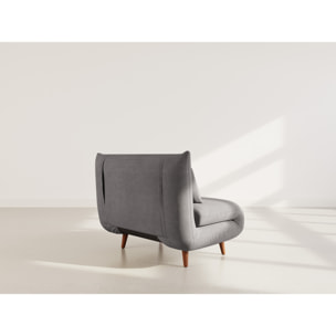 Lumi - Banquette convertible clic-clac 1 place en velours côtelé - Gris