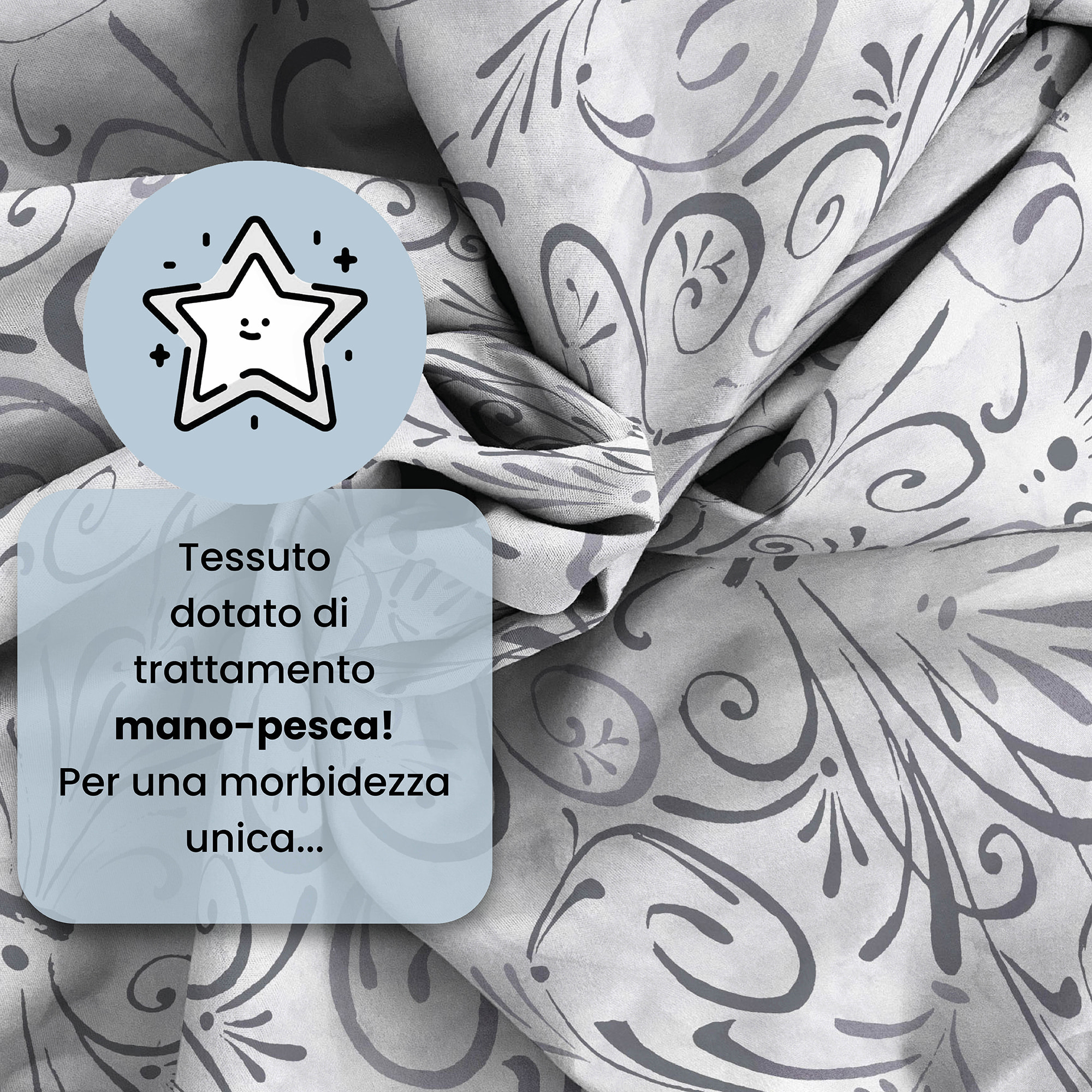 COMPLETO LETTO FANTASY, 100% Microfibra - ORNATO GRIGIO