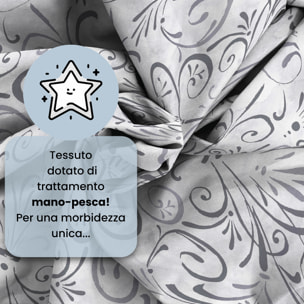 COMPLETO LETTO FANTASY, 100% Microfibra - ORNATO GRIGIO