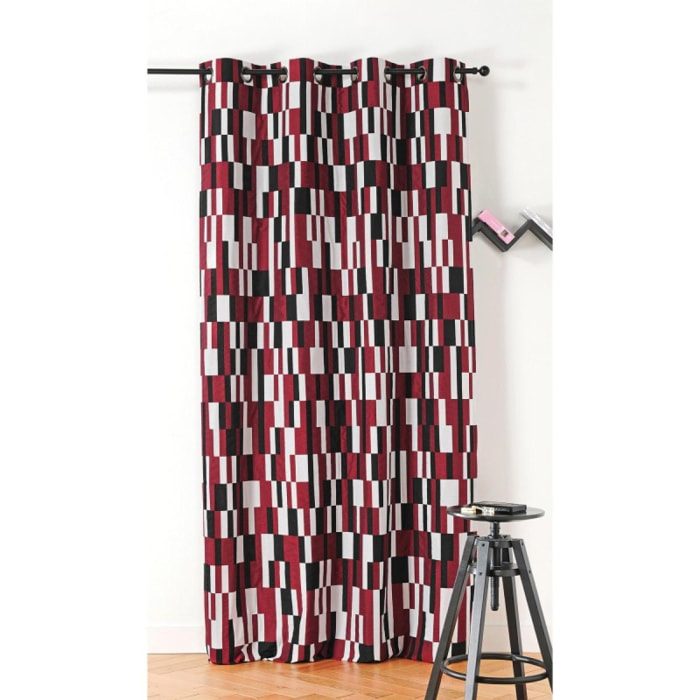 Rideau à jacquard damier - Rouge