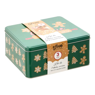 Boîte de conservation Noël 2,5L carré en métal