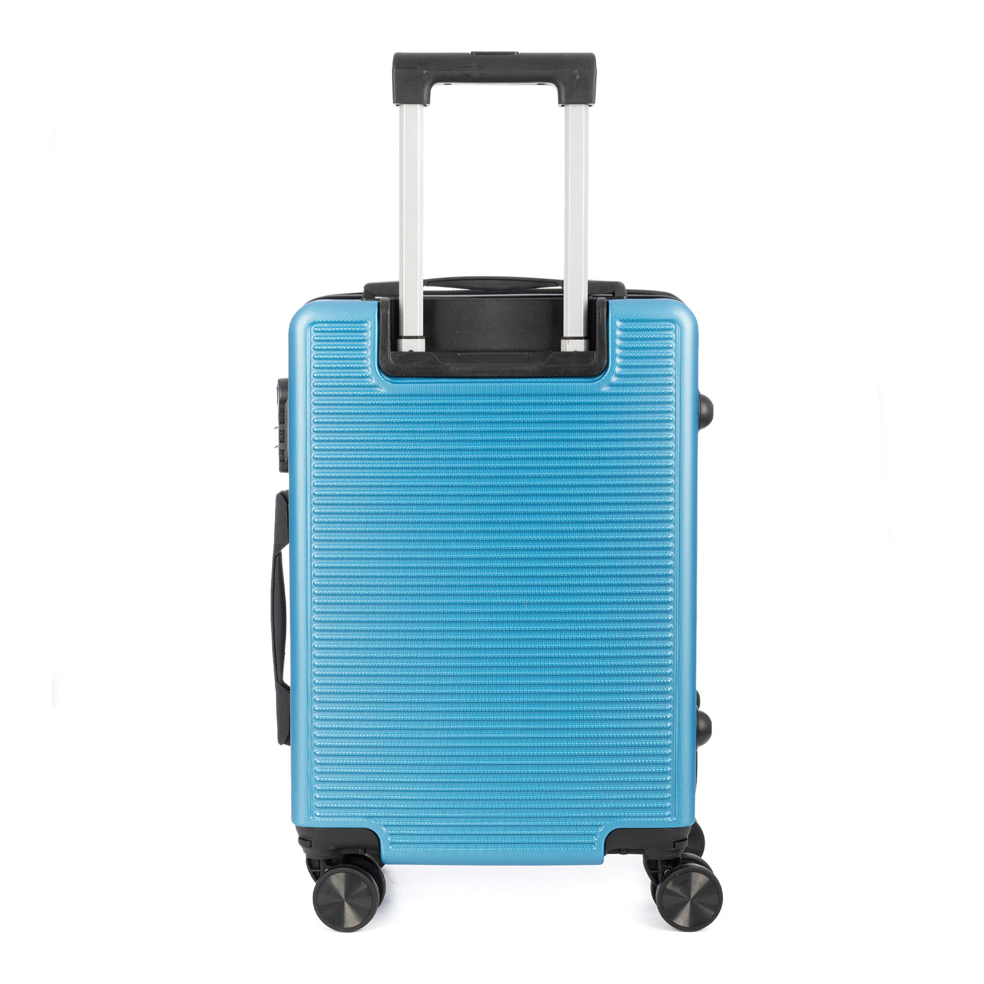 DAM Juego de 3 maletas Trolley, en material ligero ABS de alta resistencia. Cerradura numérica y 4 ruedas dobles extraíbles y giratorias 360°. 50x29x76 Cm. Color: Azul Vaquero
