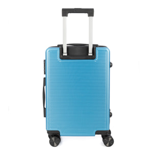 DAM Juego de 3 maletas Trolley, en material ligero ABS de alta resistencia. Cerradura numérica y 4 ruedas dobles extraíbles y giratorias 360°. 50x29x76 Cm. Color: Azul Vaquero