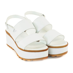 SANDALO DOPPIA FASCIA VERA PELLE BIANCO