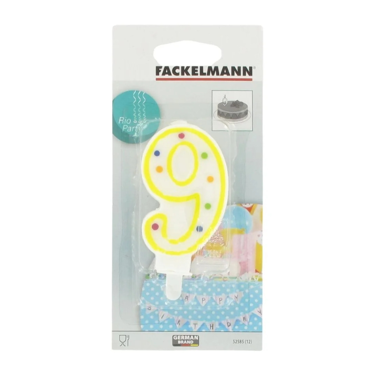 Bougie anniversaire chiffre 9 Fackelmann Rio Party