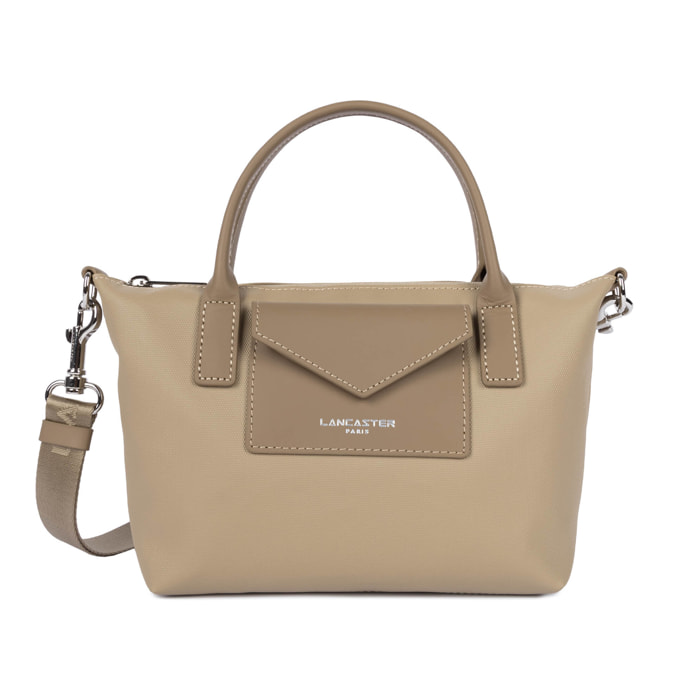 Sac cabas main - Storm KBA - Toile enduite garnie cuir de vachette - 20 x  16 x  8 cm