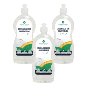 Pack 3xLavavajillas manual hipoalergénico sin perfume ECO Planeta Huerto 750 ml