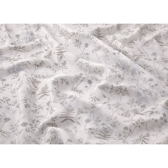 Parure Copripiumino 100% Cotone Made In Italy Fantasia Floreale Disegno Soffione Beige