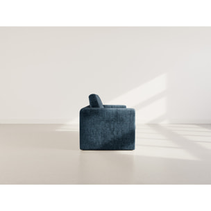 Marilia - Canapé 2 places convertible déplimousse en velours texturé - Bleu