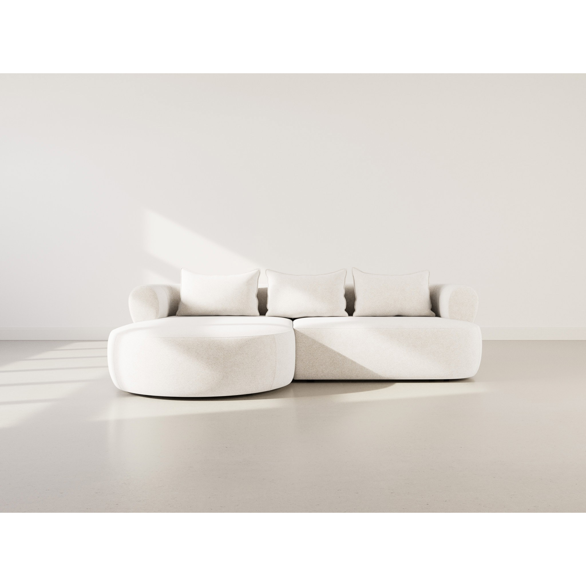 Angela - canapé d'angle gauche 4 places en velours texturé - Beige