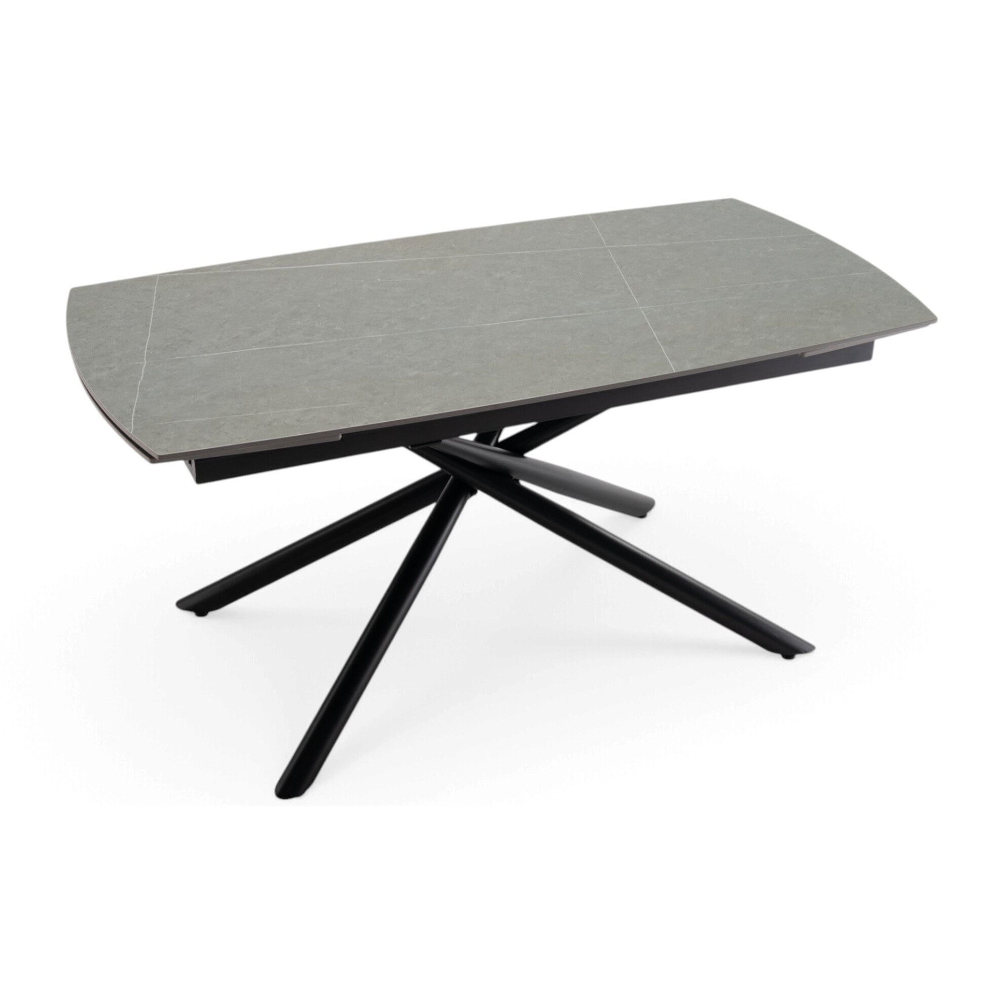 Tavolo allungabile BONIFACIO in ceramica,finitura pietra grigio e gambe in metallo verniciato nero - 160-220×80x76 cm