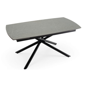Tavolo allungabile BONIFACIO in ceramica,finitura pietra grigio e gambe in metallo verniciato nero - 160-220×80x76 cm