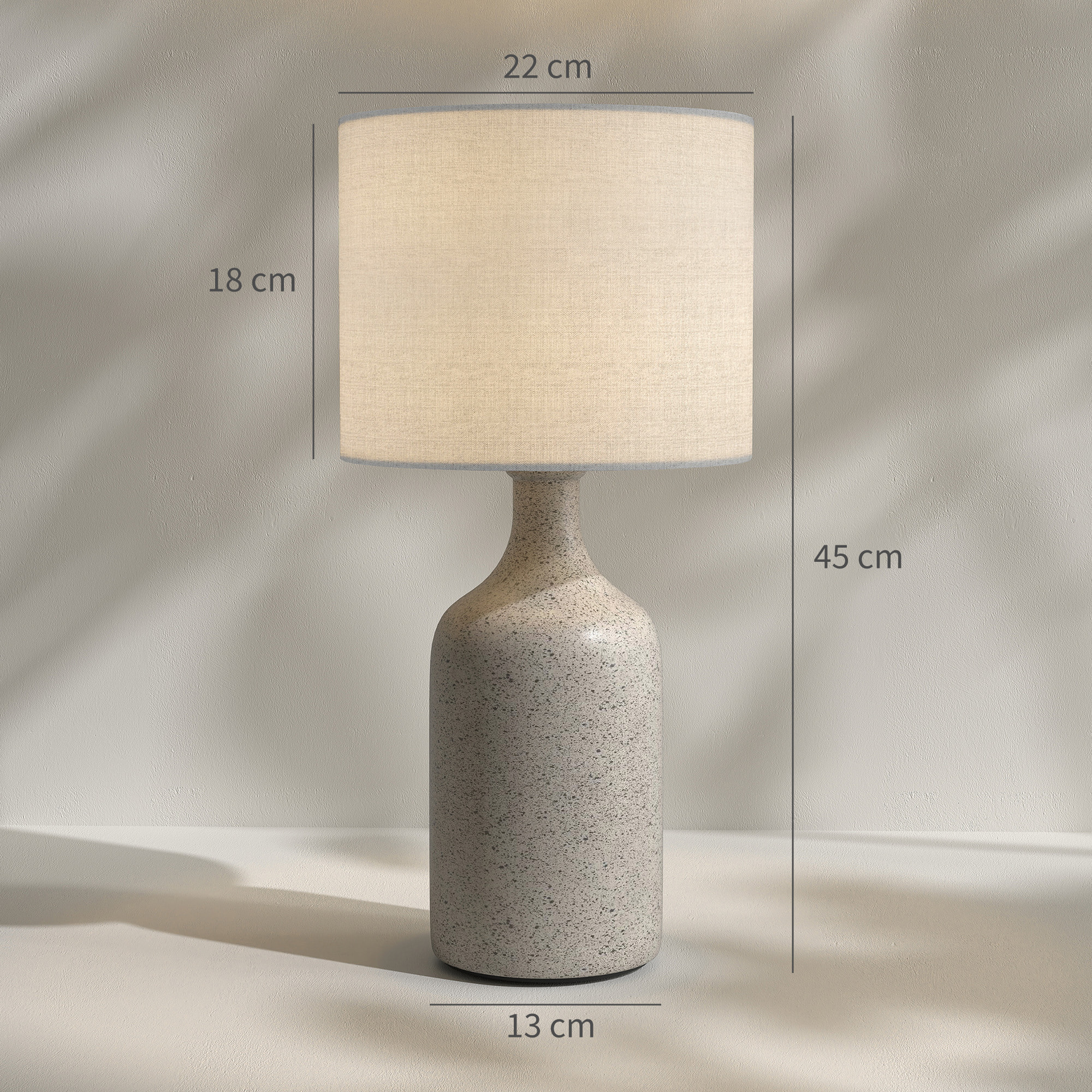 Lampe de table design effet grès céramique lin