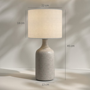 Lampe de table design effet grès céramique lin