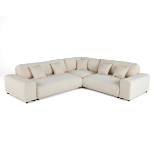 Garance - canapé modulable d'angle droit - 5 places - en velours côtelé - Beige
