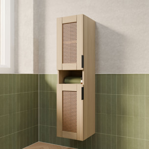 Colonne cannage Apolline 30x30x120 cm décor bois et cannage